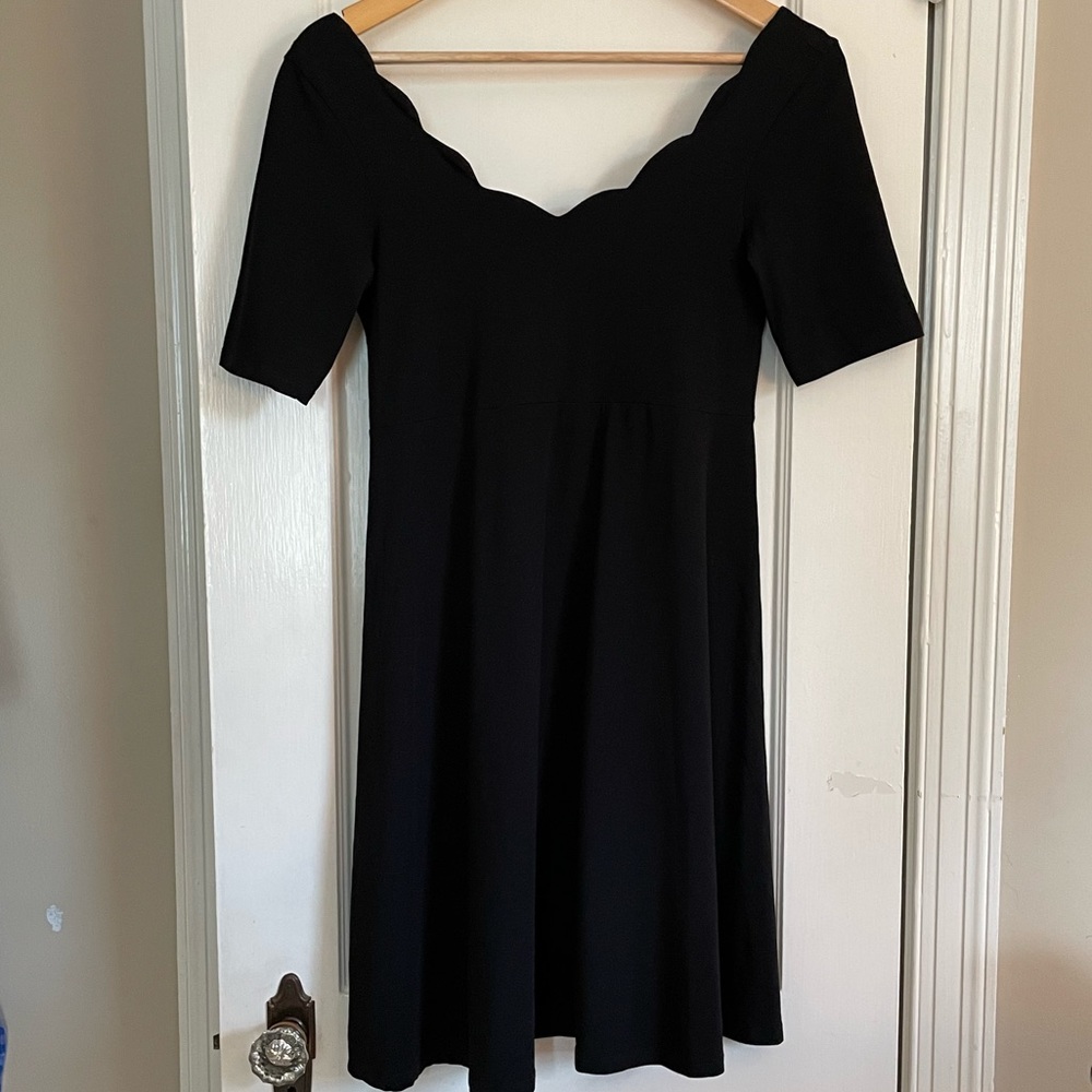 ASOS maternity black stretch scalloped skater dress EUC